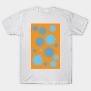 blue and orange  vintage flowers T-Shirt